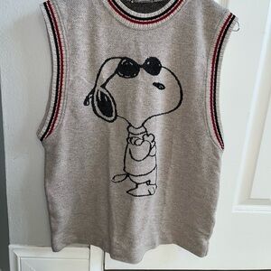 Zara Gray Sleeveless Top with Cartoon Graphic